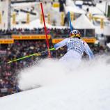 Henrik Kristoffersen fuhr vor herrlicher Kulisse am schnellsten ins Ziel. © ANSA / ANTHONY ANEX