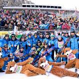 Italiens Damen-Staffel nach dem zweiten Platz in Ruhpolding. © APA/afp / TOBIAS SCHWARZ