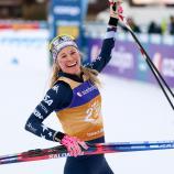 Jessie Diggins jubelte auch am Neujahrstag. © ANSA / ANDREA SOLERO