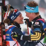 Marlene Fichtner (links) und Leonhard Pfund gewannen das Rennen, wurden dann aber disqualifiziert. © APA/afp / RADEK MICA