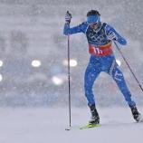 Aaron Kostner im Schneetreiben von Tesero. © APA/afp / JAVIER SORIANO