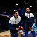 Die beiden Bobfahrer Adam Edelman (links) und Menachem Chen traten in den abschließenden Läufen nicht an. © APA/afp / STEFANO RELLANDINI