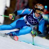 Federica Brignone liegt nach Durchgang eins in Führung. © ANSA / ANDREA SOLERO