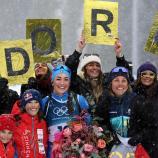 Nach dem Zieleinlauf spielten sich um Wierer emotionale Szenen ab. © APA/afp / FRANCK FIFE