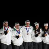 Sind bei Olympia zu Helden geworden, von links: Verena Hofer, Emanuel Rieder, Simon Kainzwaldner, Dominik Fischnaller, Andrea Vötter und Marion Oberhofer. © APA/afp / FRANCK FIFE