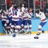 So feierte die USA den Siegtreffer von Jack Hughes. © ANSA / FAZRY ISMAIL