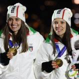 So strahlen Olympiasiegerinnen. Andrea Vötter (links) und Marion Oberhofer. © FELICE CALABRO' / Felice Calabro'
