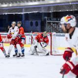Claes Endre im Tor der Grödner war der Mann des Spiels. © EC Red Bull Salzburg / Heiko Mandl