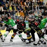 Für Roc Ticar (Bildmitte mit der Nummer 42) sind die Duelle gegen Laibach besonders. © Iwan Foppa