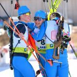 Julian Huber, Jonas Tscholl und Andreas Braunhofer (v.l.) konnten ihr Glück kaum fassen. © Deubert/IBU