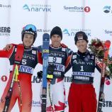 Sandro Manser, Victor Haghighat und Jake Kertesz-Knight sicherten sich die Medaillen im Super-G. © FIS