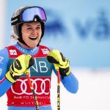 Sieg und Kristall: Laura Pirovano glänzte in Kvitfjell. © ANSA / JEAN-CHRISTOPHE BOTT