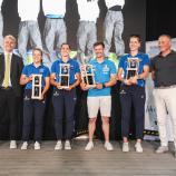 Auch vier Olympia-Medaillen-Gewinner waren beim Wintersportfest mit von der Partie (v.l. in den blauen Trikots): Marion Oberhofer, Andrea Vötter, Simon Kainzwaldner und Verena Hofer. © Camilla Pizzini