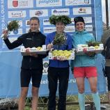 Die drei schnellsten Damen strahlen am Stilfser Joch.