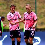 Torschützen unter sich: Joel Pohjanpalo (rechts) und Dennis Johnsen. © Facebook