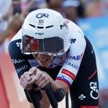 Le cycliste Tadej Pogacar, star du contre-la-montre individuel. © ANSA / SEBASTIEN NOGIER