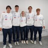 Alex Weis, Mattia Cona, Lara Pfeifer, Maxi Figl, Nicolò Toffanin (v.l.) bei der Vorstellung in Bozen. © Plopp