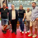 HCM President Stefan Kobler, HCB boss Dieter Knoll, Meran's portraitist Barbara Hölzl, HCB President Michele Nobile and Meran boss Markus Erb (from left).