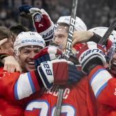 Grenzenloser Jubel bei den ZSC Lions. © KEYSTONE / ENNIO LEANZA