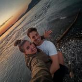 A downhill skier is in love.