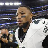 Le running back Saquon Barkley et Philadelphie seront les champions en titre. © ANSA / CAROLINE BREHMAN