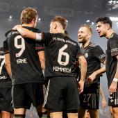 Bayern Munich celebrate reaching the round of 16. © ANSA / CHRISTOPHER NEUNDORF