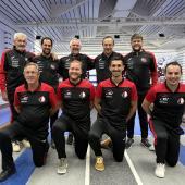 Kurtatsch beim Europapokal in Kroatien. Vorne v.l.: Roberto Endrizzi, Clemens Sanoll, Ivan Mayr, Andreas Dalvai. Hinten v.l.: Meinrad Thurner, Tobias Gruber, Norbert Schgraffer, Mandred Amegg, Aaron Peer Pratzer.