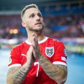 Marko Arnautovic was emotional after breaking the goalscoring record. © APA / GEORG HOCHMUTH