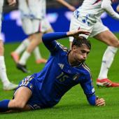 Der 20-jährige Pio Esposito schoss Italien in Führung, später folgte der Einbruch. © APA/afp / STEFANO RELLANDINI