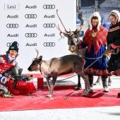 Lukas Braathen secured Brazil's first-ever World Cup victory in skiing history – and won a reindeer along the way. © ANSA / KIMMO BRANDT
