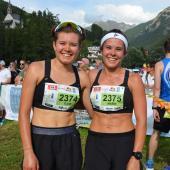 Ylvie (left) and Marit Folie at the Reschensee Run.