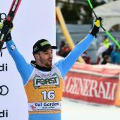 Florian Schieder was the celebrated local hero in Val Gardena. © APA/afp / STEFANO RELLANDINI