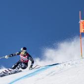 Lindsey Vonn greift im Super-G an. © ANSA / CLAUDIO THOMA