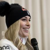 Lindsey Vonn was in a chatty mood. © ANSA / CLAUDIO THOMA