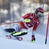 Loic Meillard führt nach dem ersten Durchgang. © ANSA / SEBASTIEN NOGIER