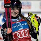 Mikaela Shiffrin war mal wieder in einer eigenen Liga unterwegs. © APA/afp / JEFF PACHOUD