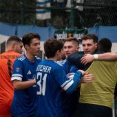 Der Teamgeist soll Obermais zu einem Heimsieg über Portogruaro verhelfen: Luca Tenderini, Samuel Villgrattner, Tizian Stecher, Alex Demetz, Manuel Brusco und Mamadou Ngom (v.l.). © P. Schwienbacher