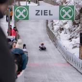Die Zielgerade der Naturrodelbahn in Laas. © Jana Zischg