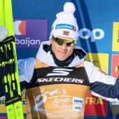Cross-country skiing superstar Johannes Klaebo wins the pursuit race in Toblach. © ANSA / ANDREA SOLERO