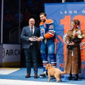 Leon Draisaitl is honored by the Oilers.