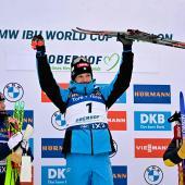 Tommaso Giacomel hat in der Verfolgung von Oberhof gesiegt. © APA/afp / TOBIAS SCHWARZ