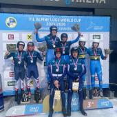 Das Podest am Samstag bei den Doppelsitzern.