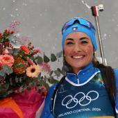 Dorothea Wierer hat einen Schlussstrich unter ihre Karriere gezogen. © APA/afp / FRANCK FIFE