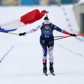 Frankreich hat die Goldmedaille in der Damen-Staffel erobert. © APA/afp / FRANCK FIFE