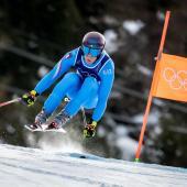 Giovanni Franzoni greift in der Abfahrt an. © APA/afp / FABRICE COFFRINI