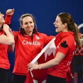 Kanadas Curling-Damen haben die Bronzemedaille erobert. © APA/afp / MARCO BERTORELLO