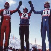 Olympisches Gold für Gustav Thöni (Mitte) im Riesenslalom von Sapporo 1972. © Archiv Skispuren