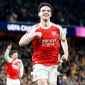 Declan Rice erzielte das 2:0 für Arsenal. © ANSA / NEIL HALL