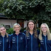 The women's bowling team from Villnöß celebrated a clear victory in the top match. From left: Simone Putzer, Nathalie Profanter, Jasmin Prader and Selina Fischnaller.