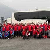 Die Teilnehmer der Special Olympics vor der Abreise.